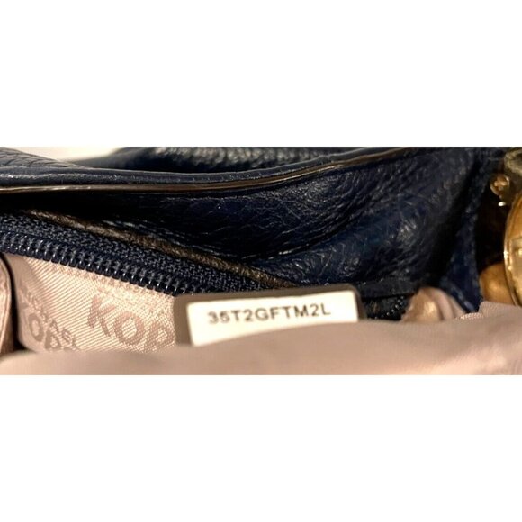 Michael Kors Medium Navy Blue Subtle Leather Shoulder Crossbody Bag Outside Pock - Picture 15 of 15